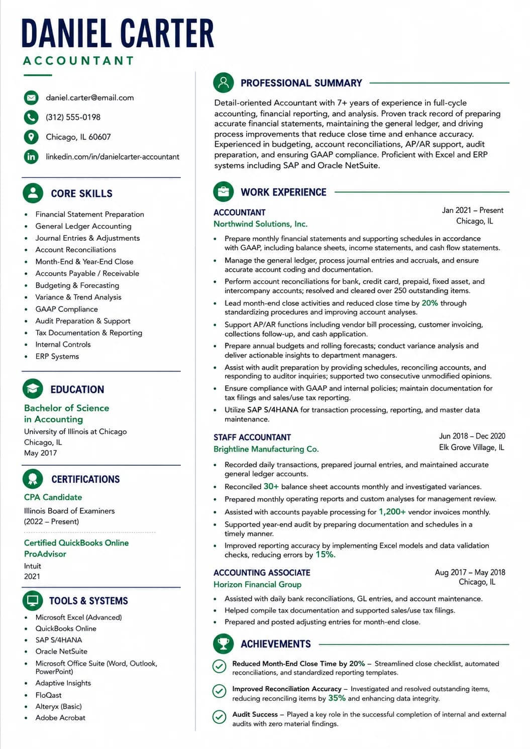 Accountant resume example image