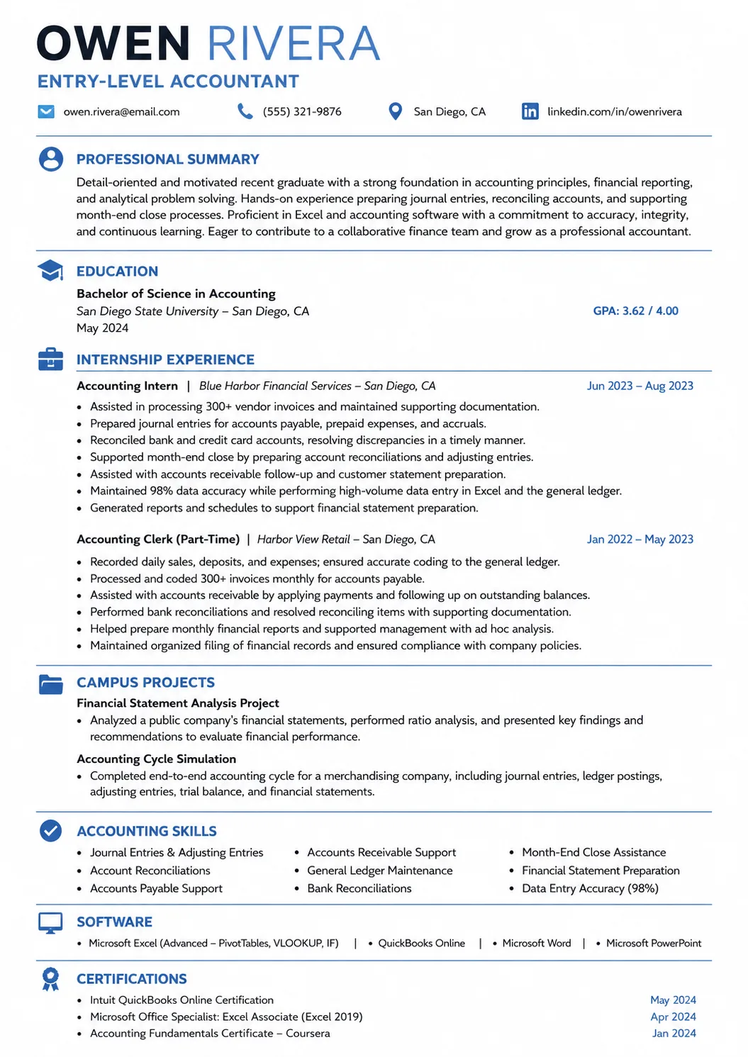 Accounting Entry Level resume example image