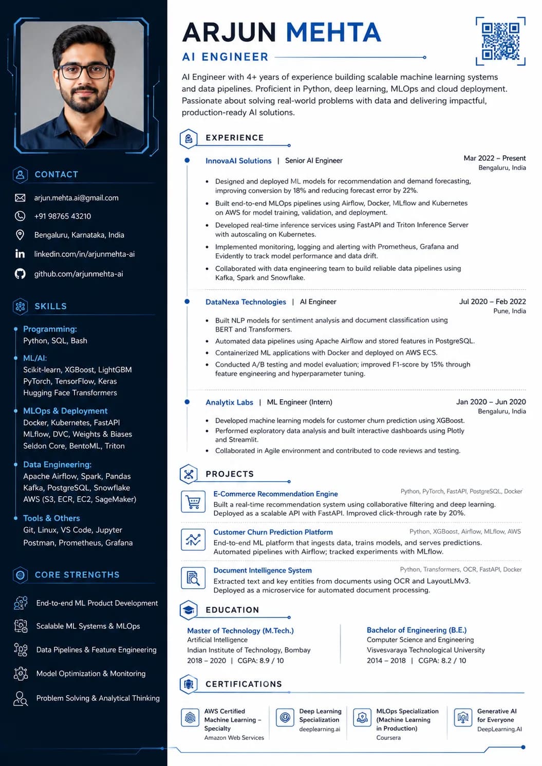 AI Engineer resume example preview