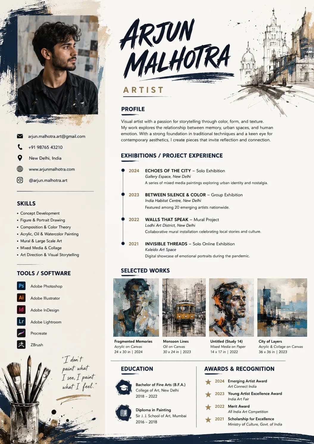 Artist resume example preview