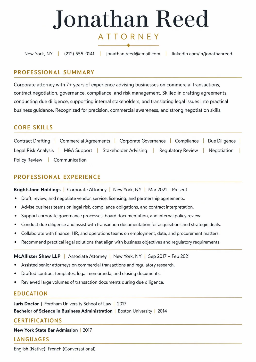 Attorney resume example image