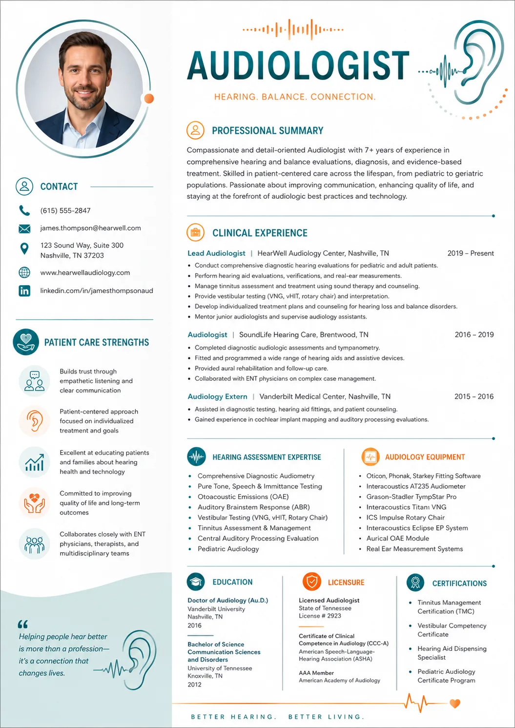 Audiologist resume example preview