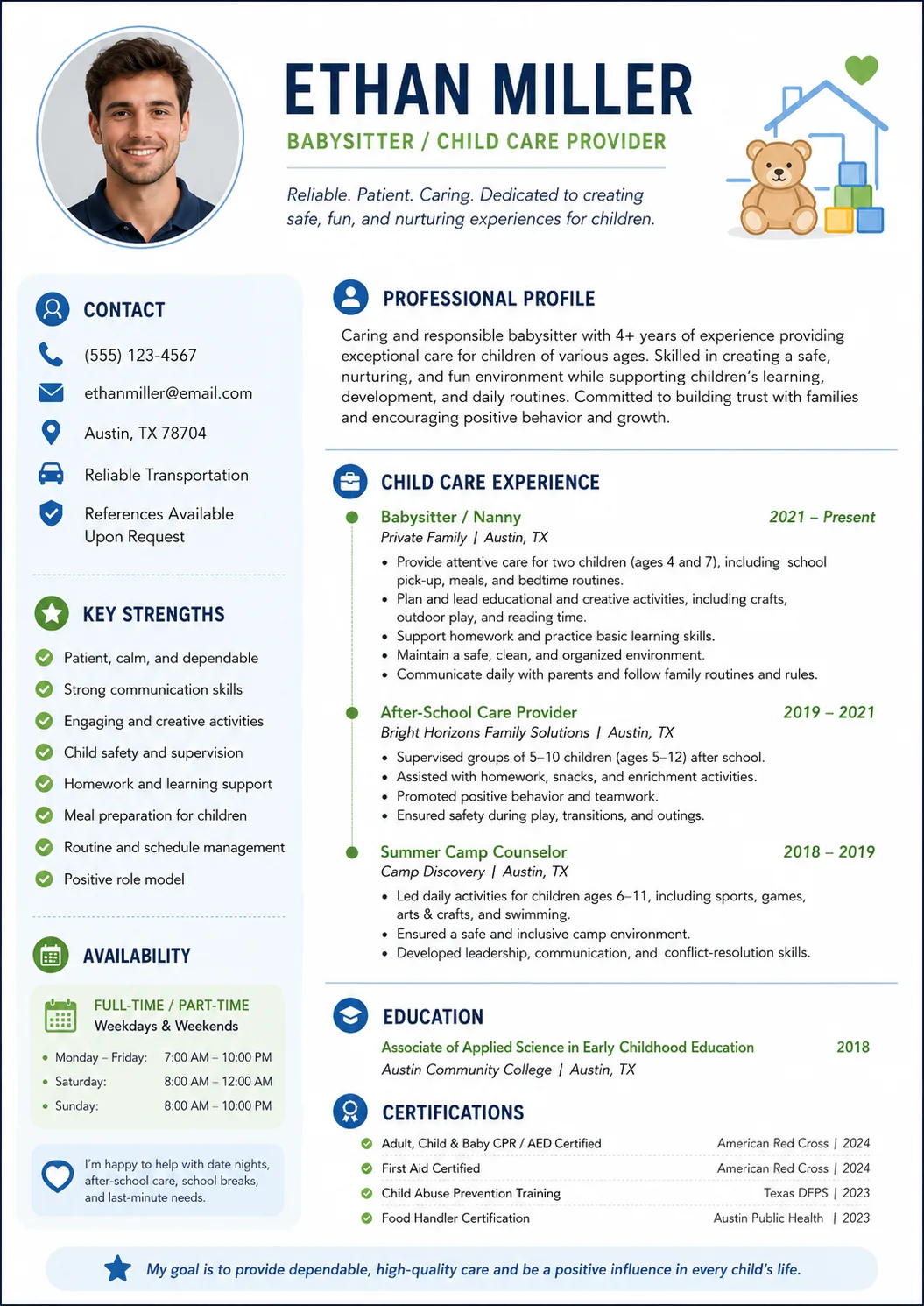 Babysitter resume example preview