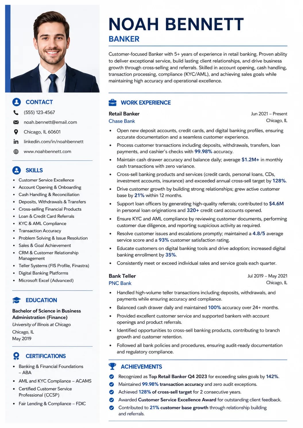 Banker resume example image