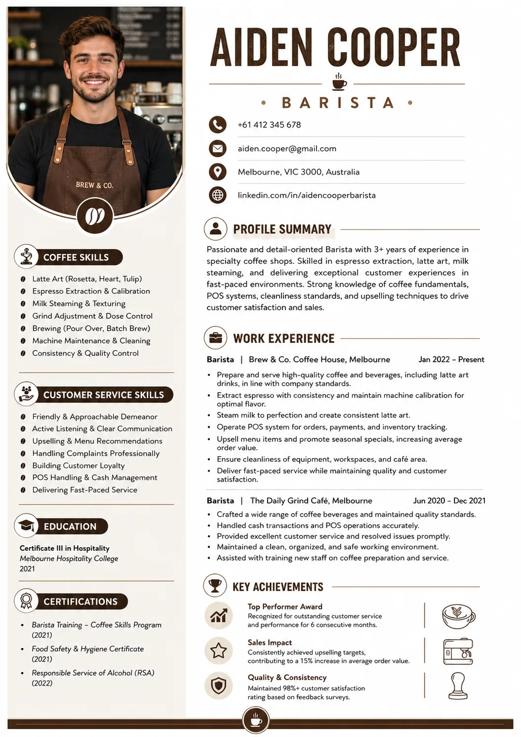 Barista resume example image