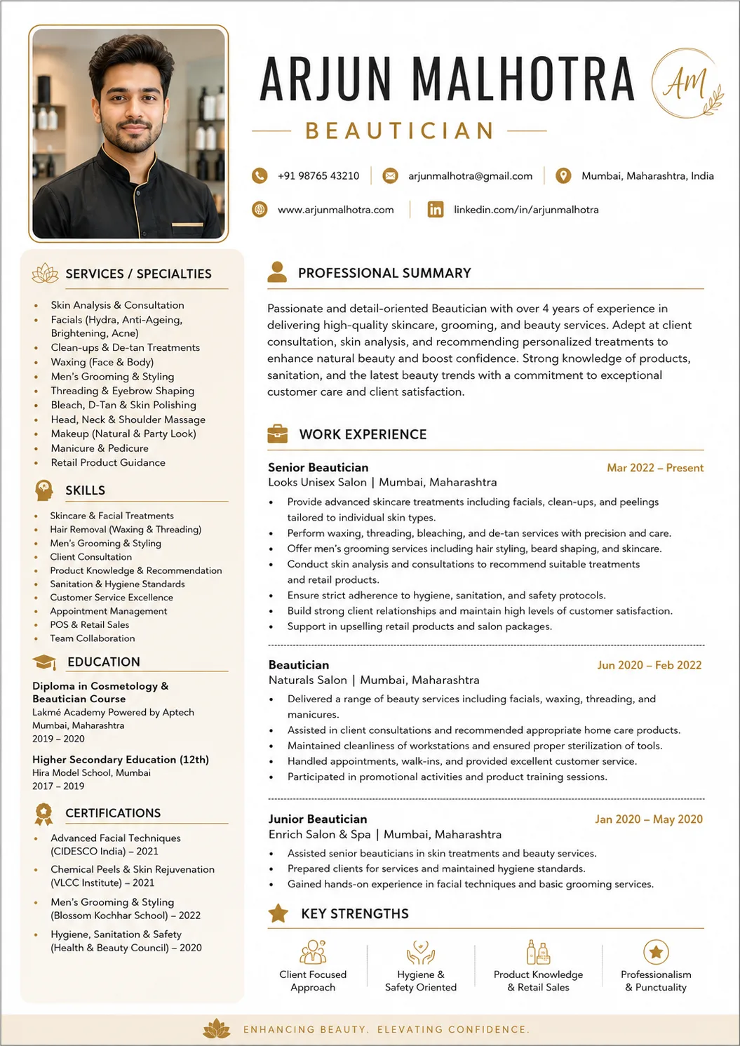 Beautician resume example preview