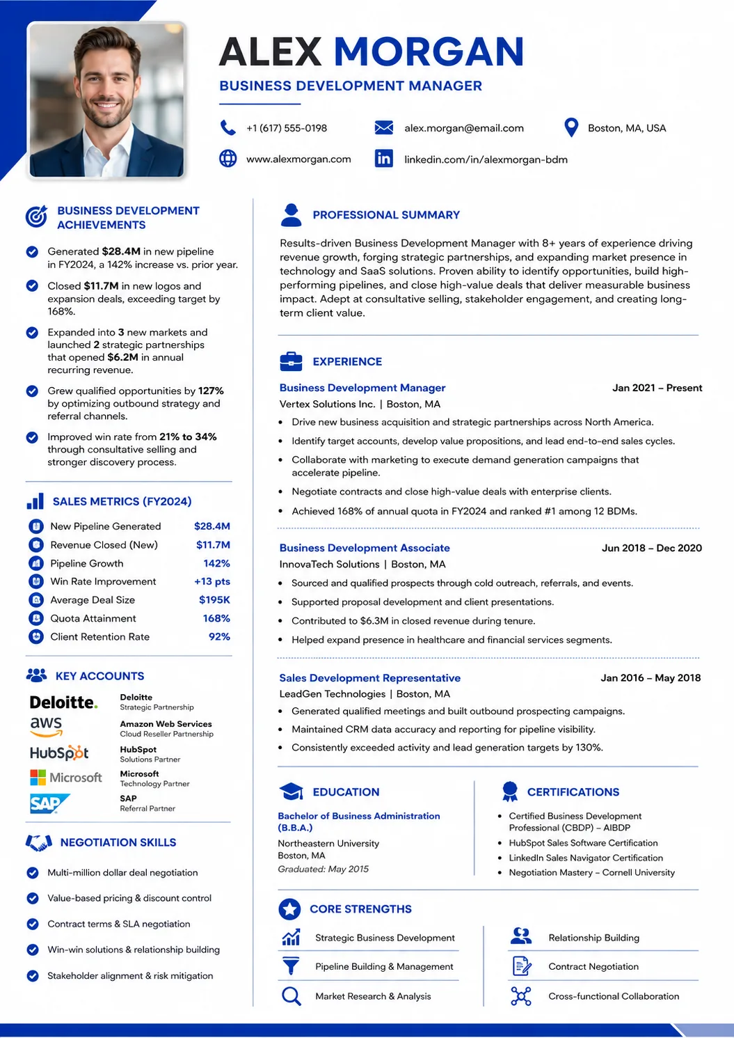 Business Development resume example preview
