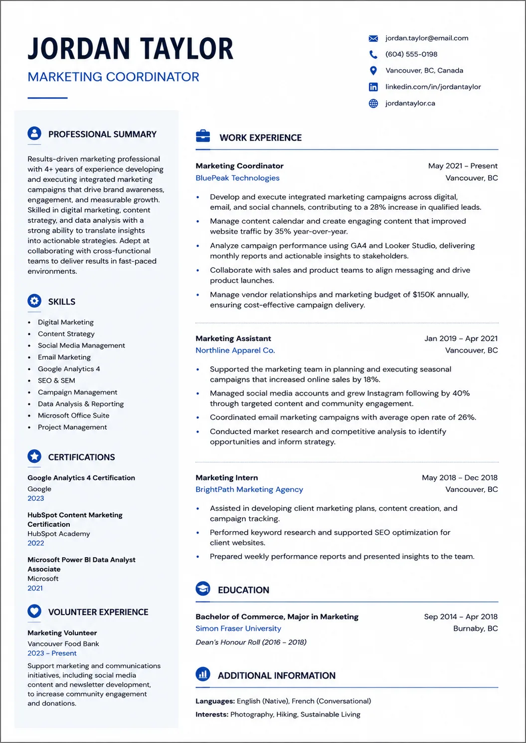 Canadian Resume Format resume example preview