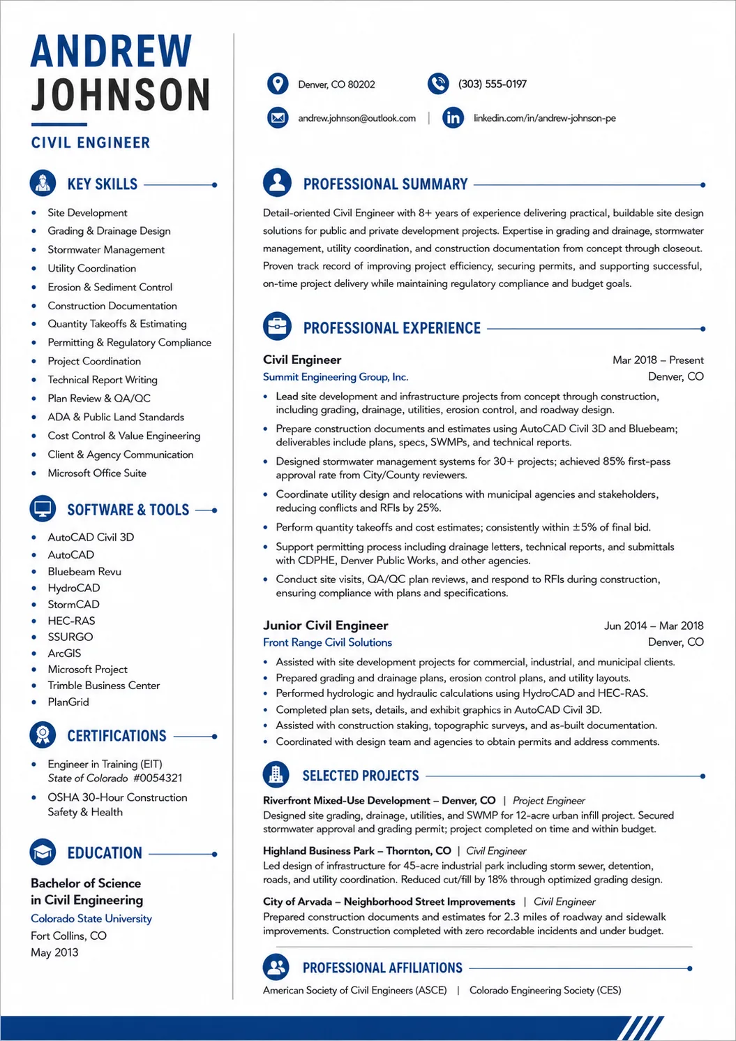 Civil Engineer resume example image