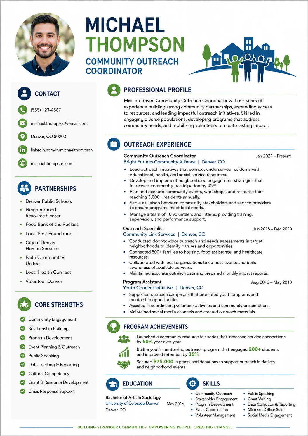 Community Outreach Coordinator resume example image