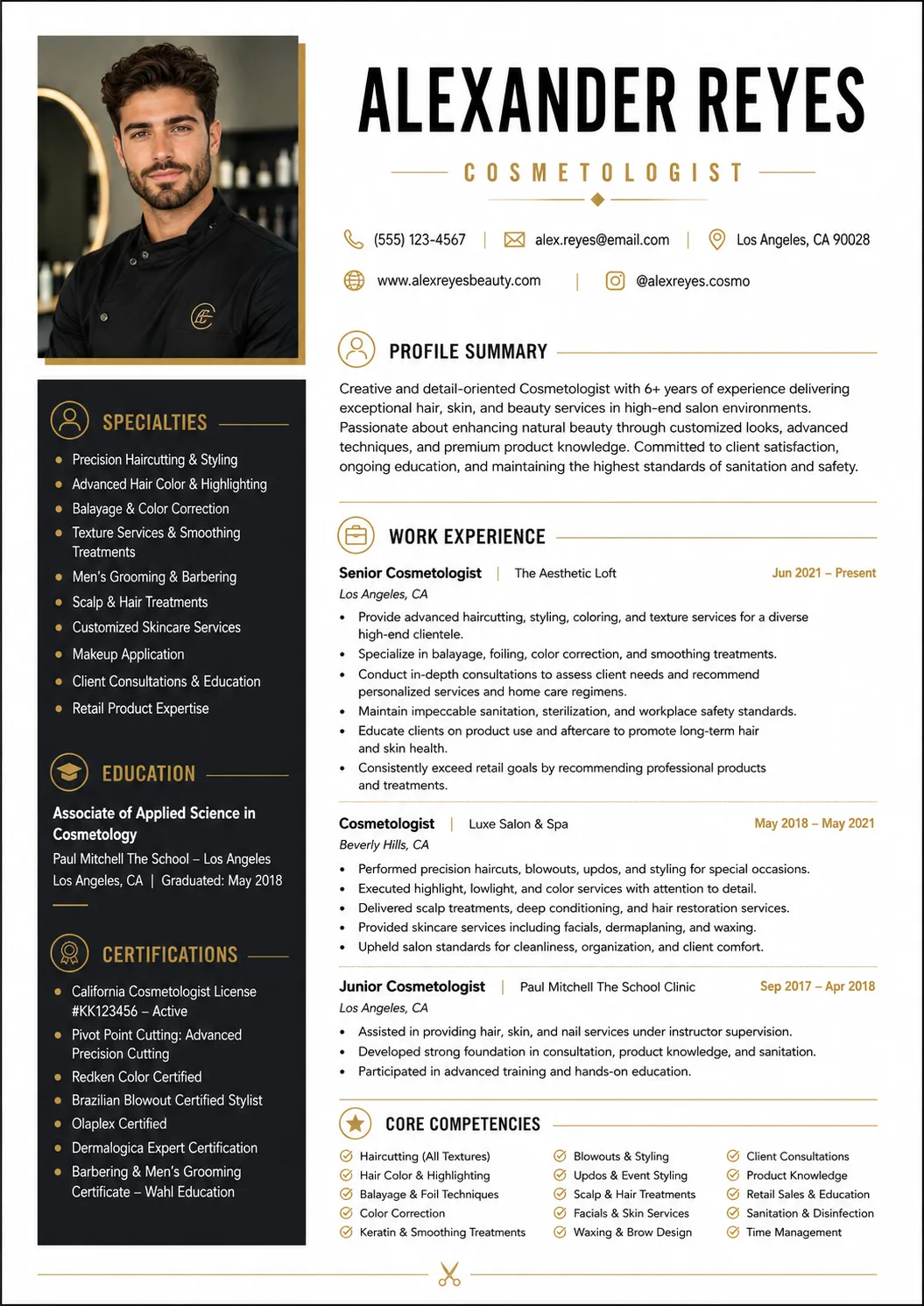 Cosmetologist resume example image