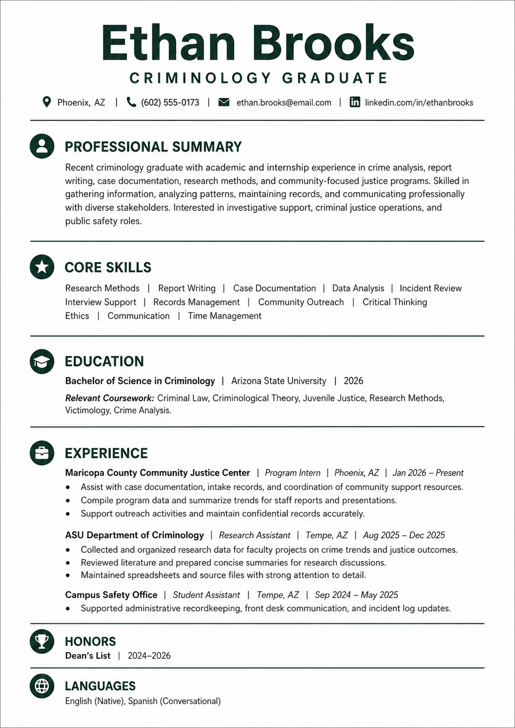 Criminology resume example image