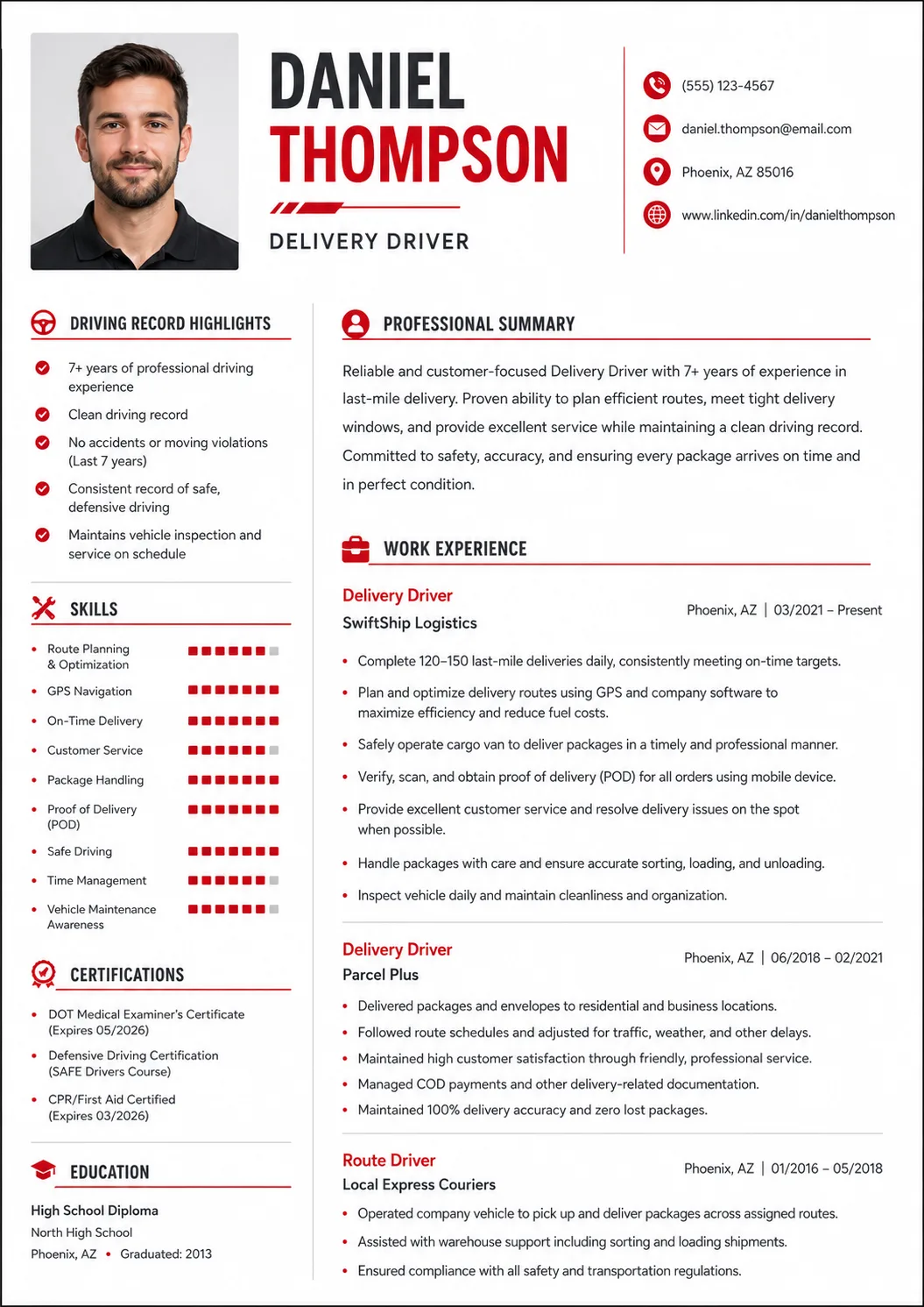 Delivery Driver resume example image