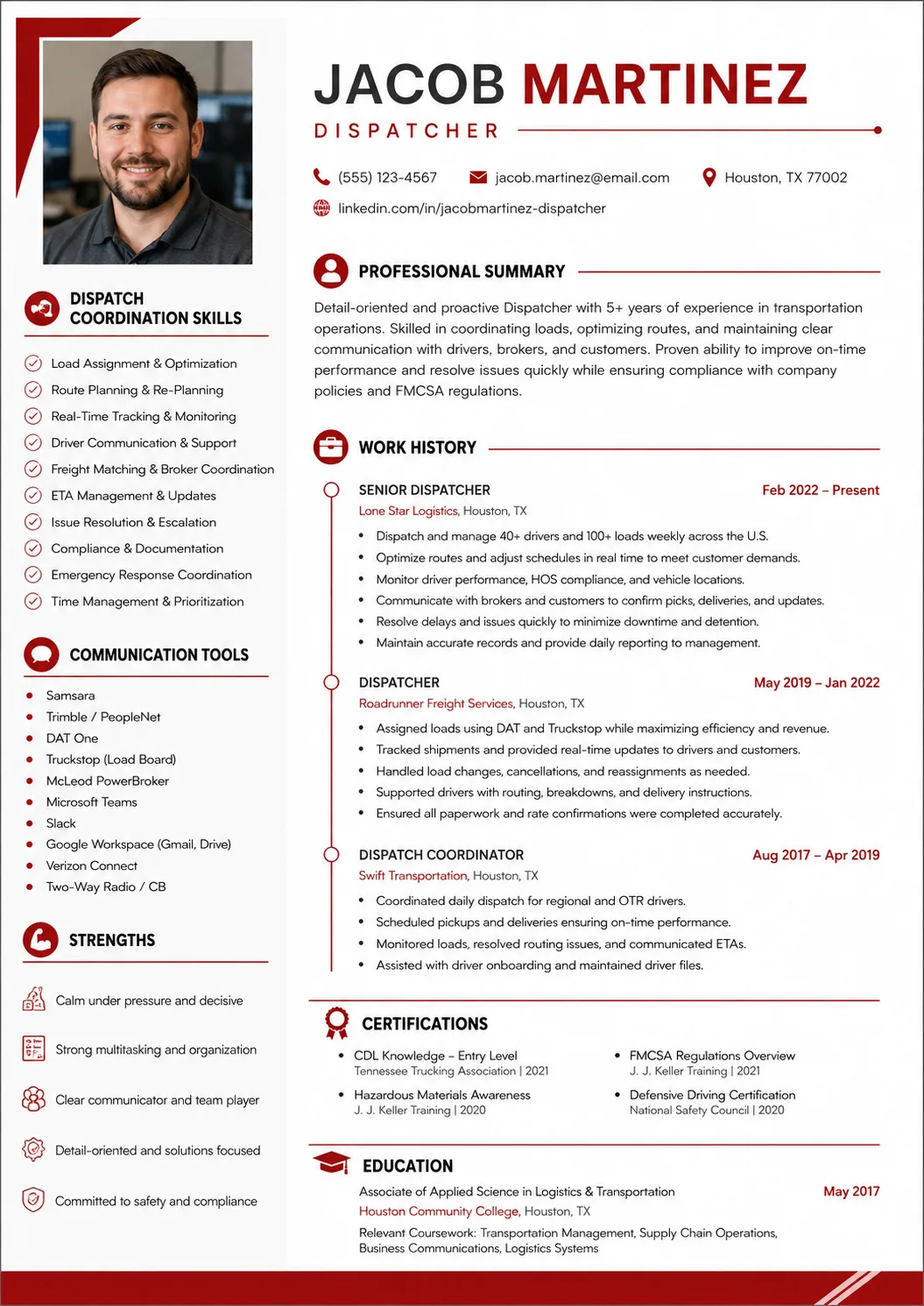 Dispatcher resume example image