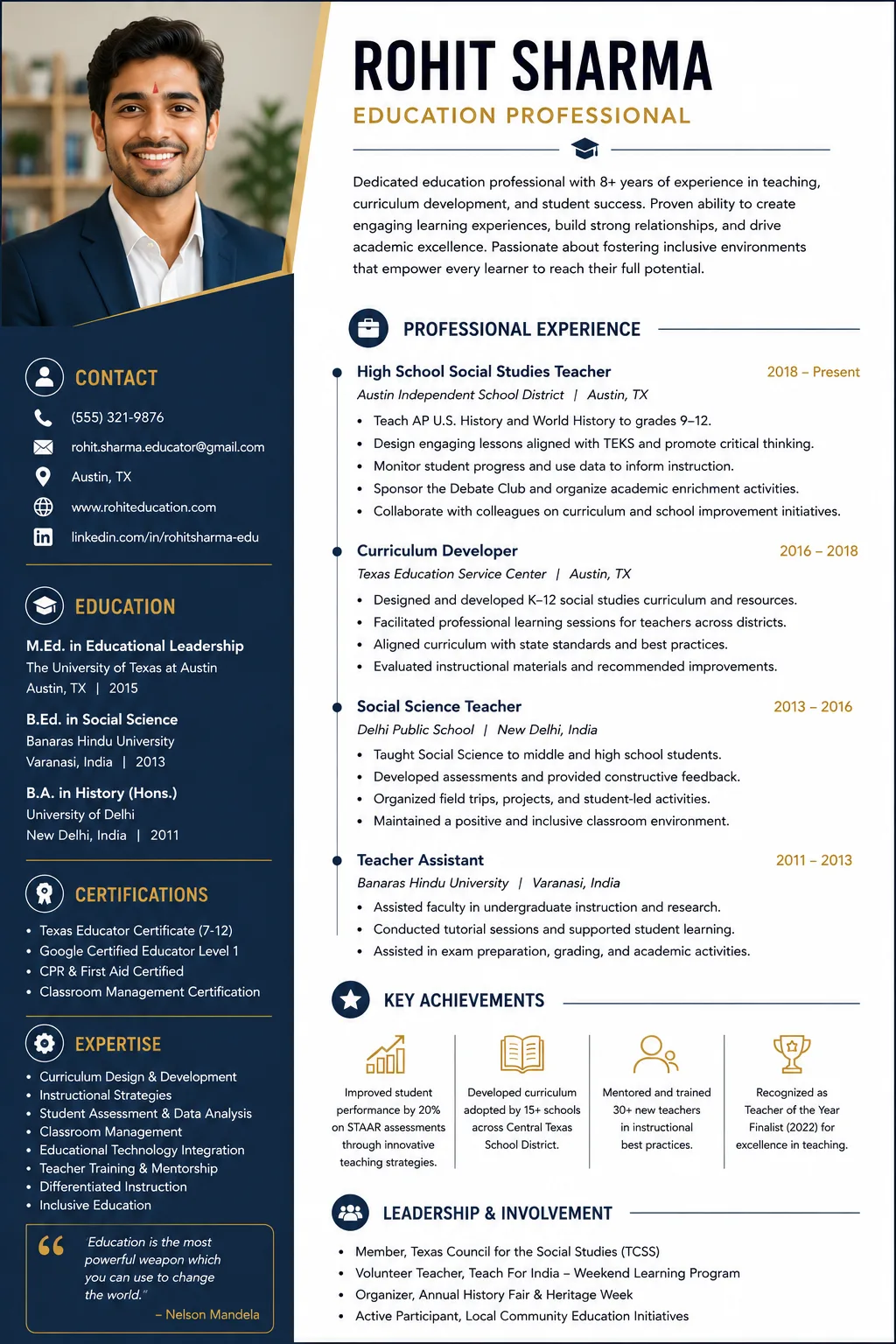 Education resume example image