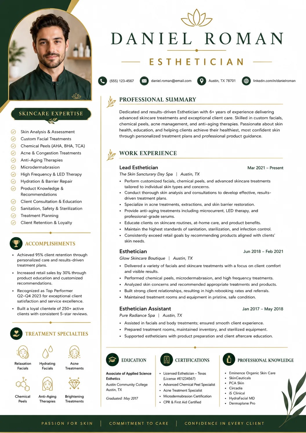 Esthetician resume example image