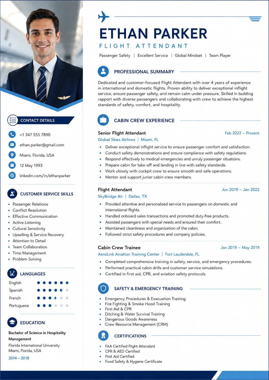 Flight Attendant resume example image