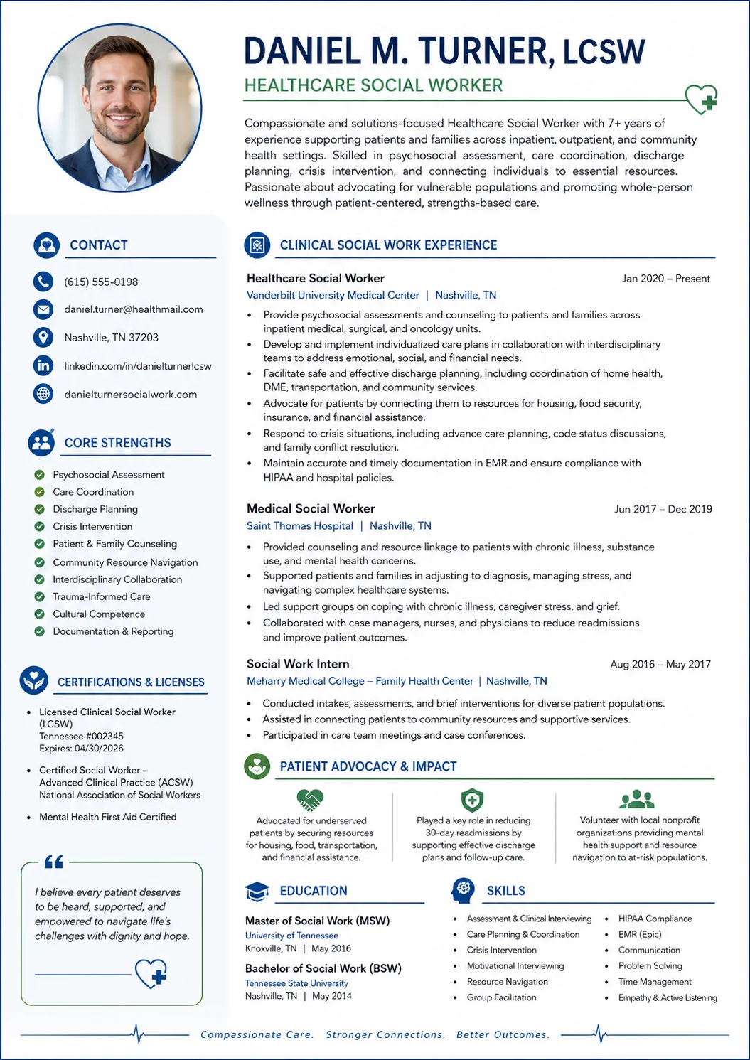 Healthcare Social Worker resume example image