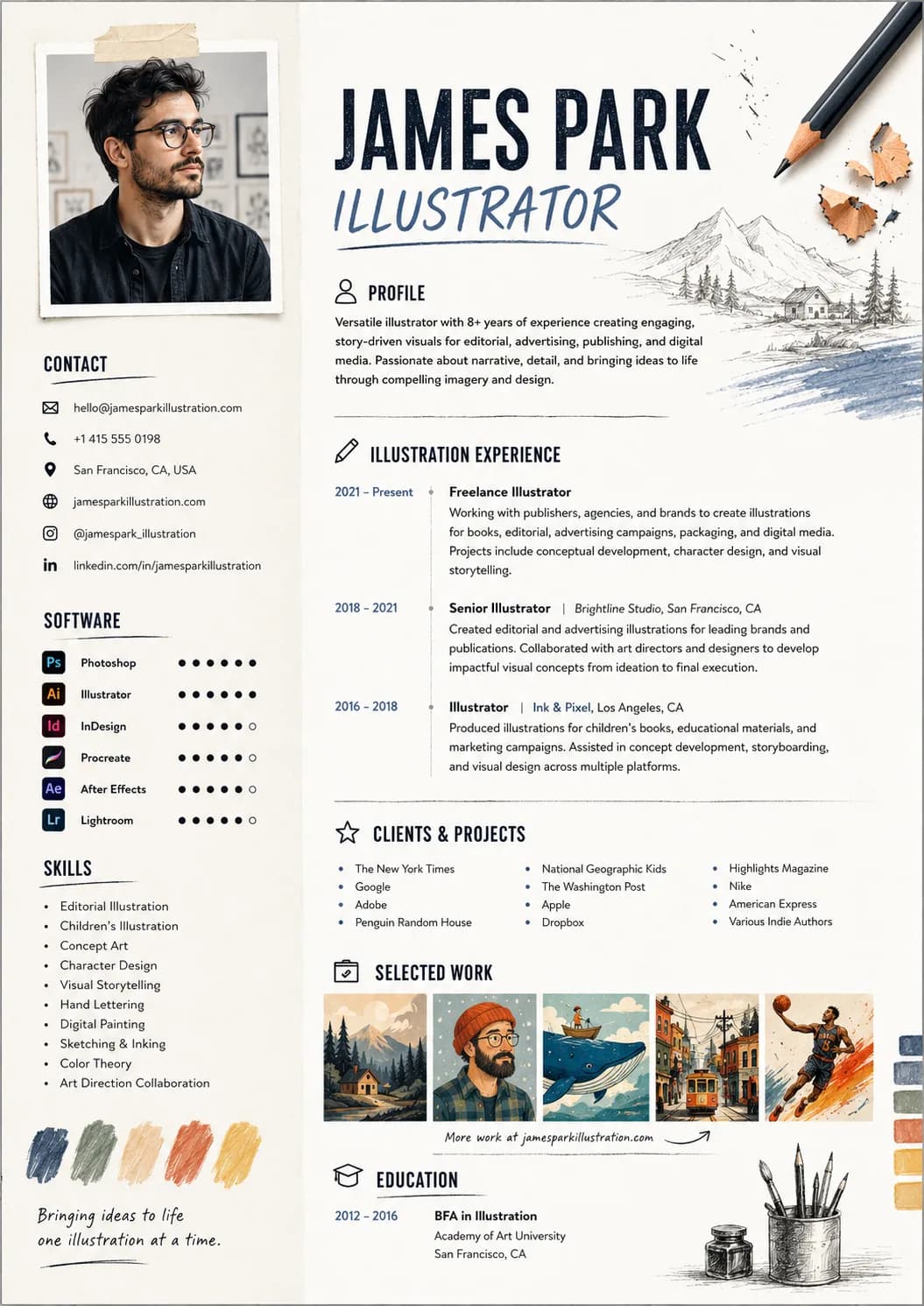 Illustrator resume example image