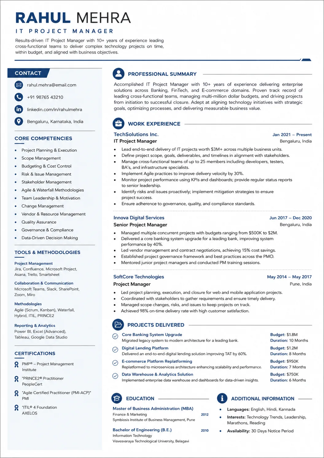 IT Project Manager resume example image