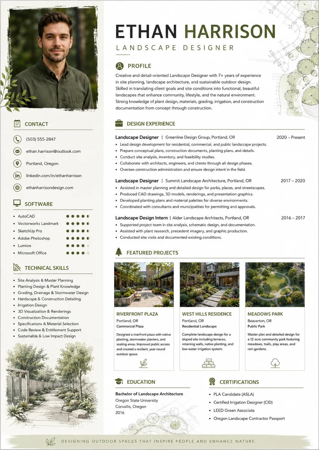 Landscape Designer resume example image