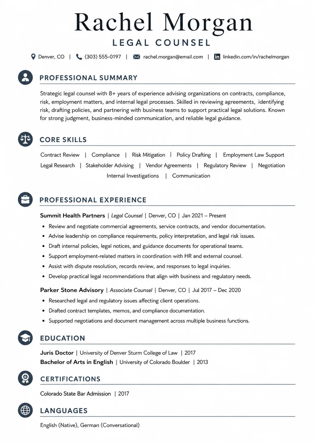 Legal resume example image