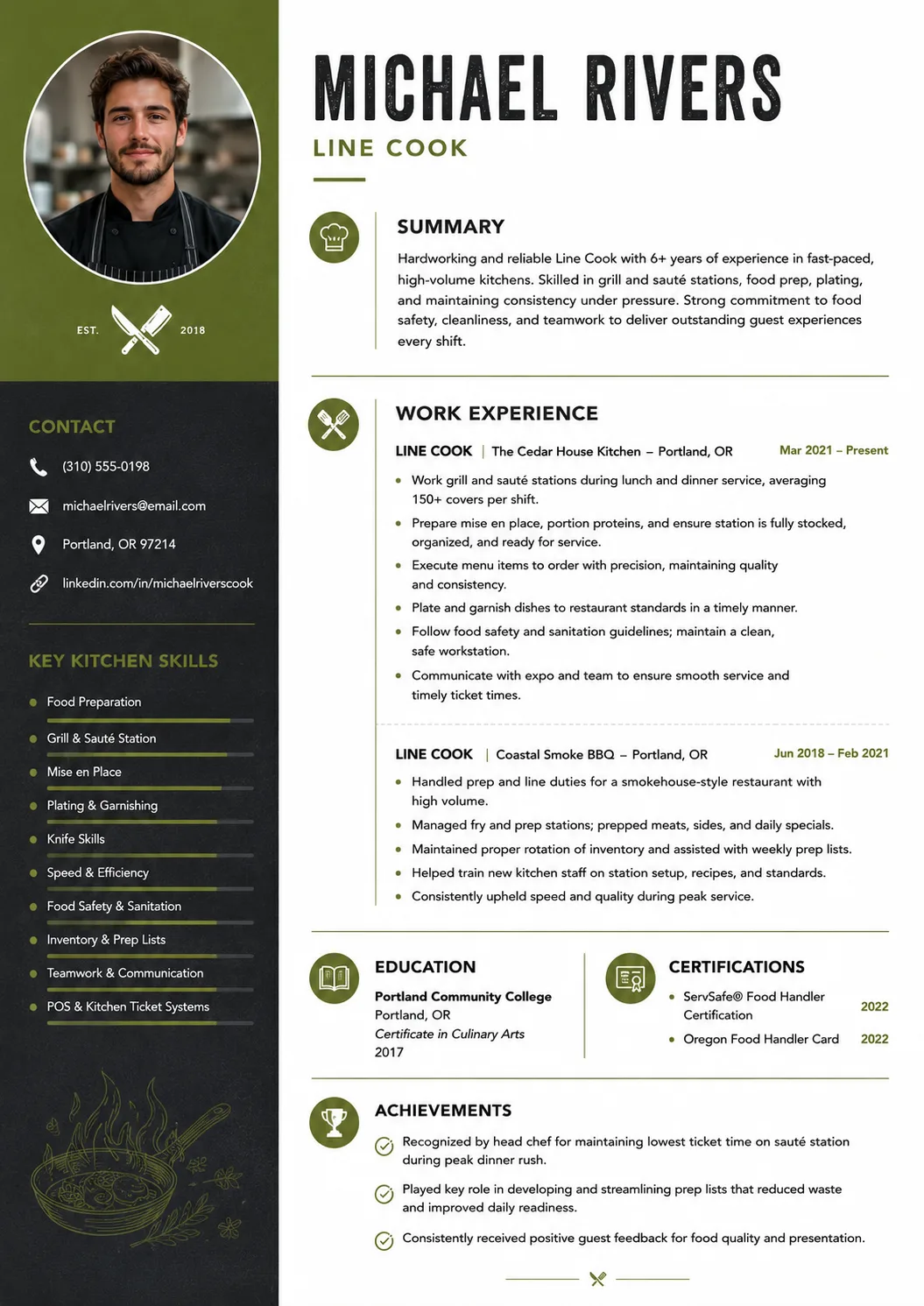Line Cook resume example image