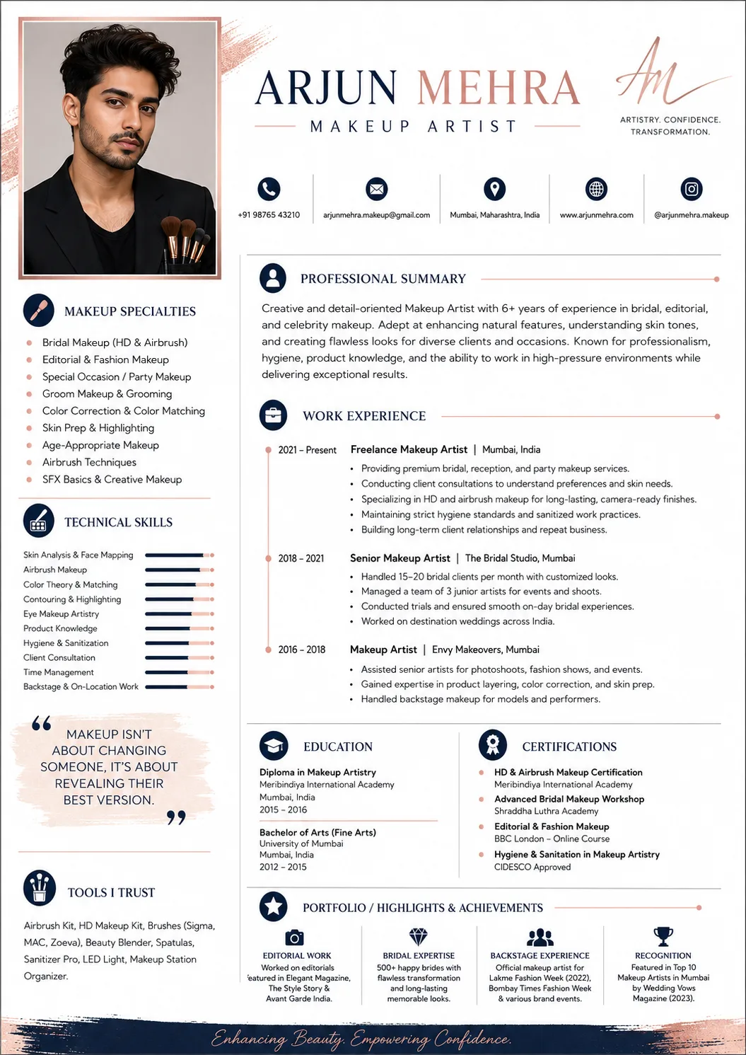 Makeup Artist resume example image