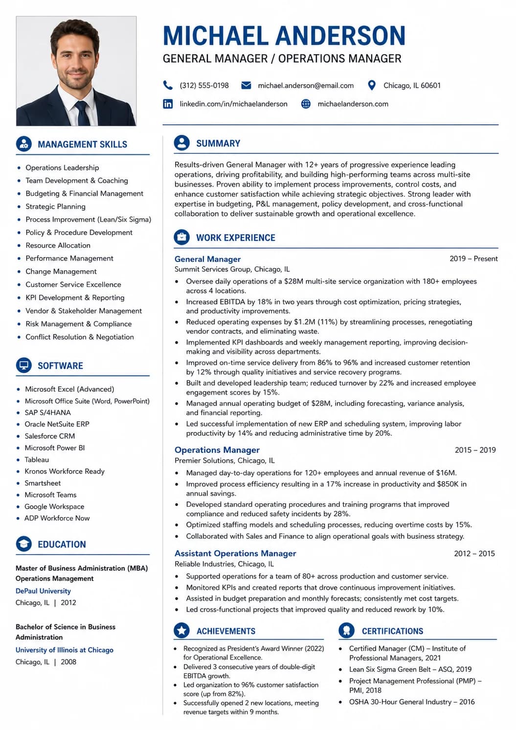Manager resume example image