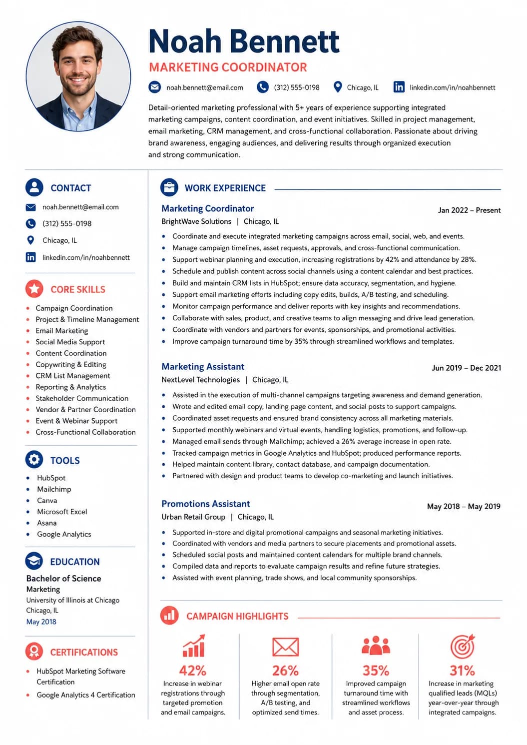 Marketing Coordinator resume example image