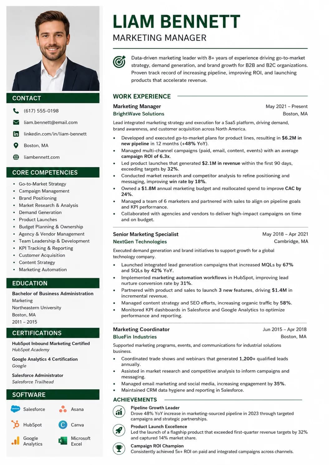 Marketing Manager resume example image