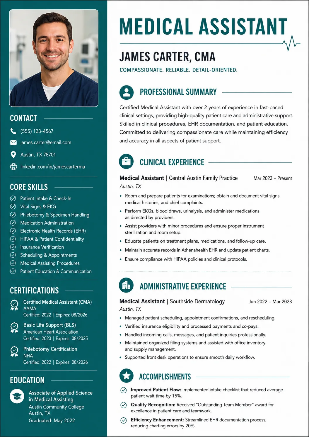 Medical Assistant resume example image