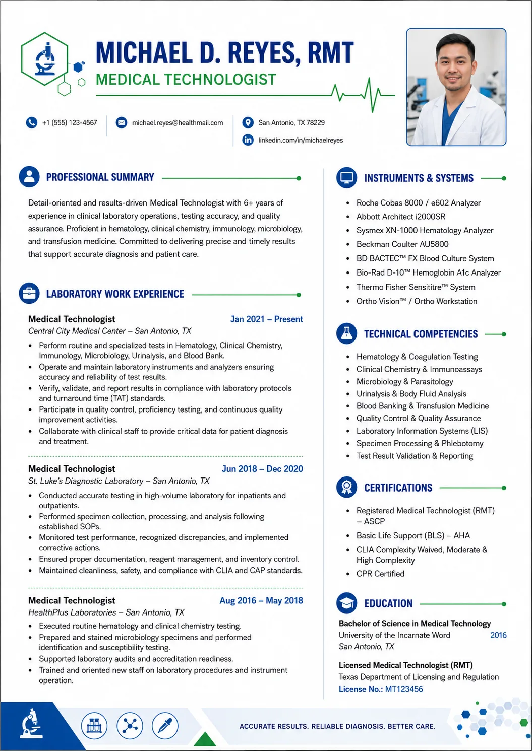 Medical Technologist resume example image