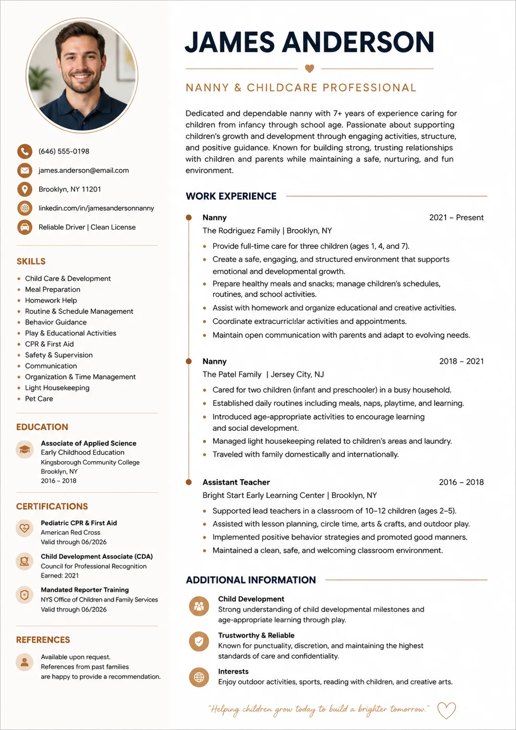 Nanny resume example image