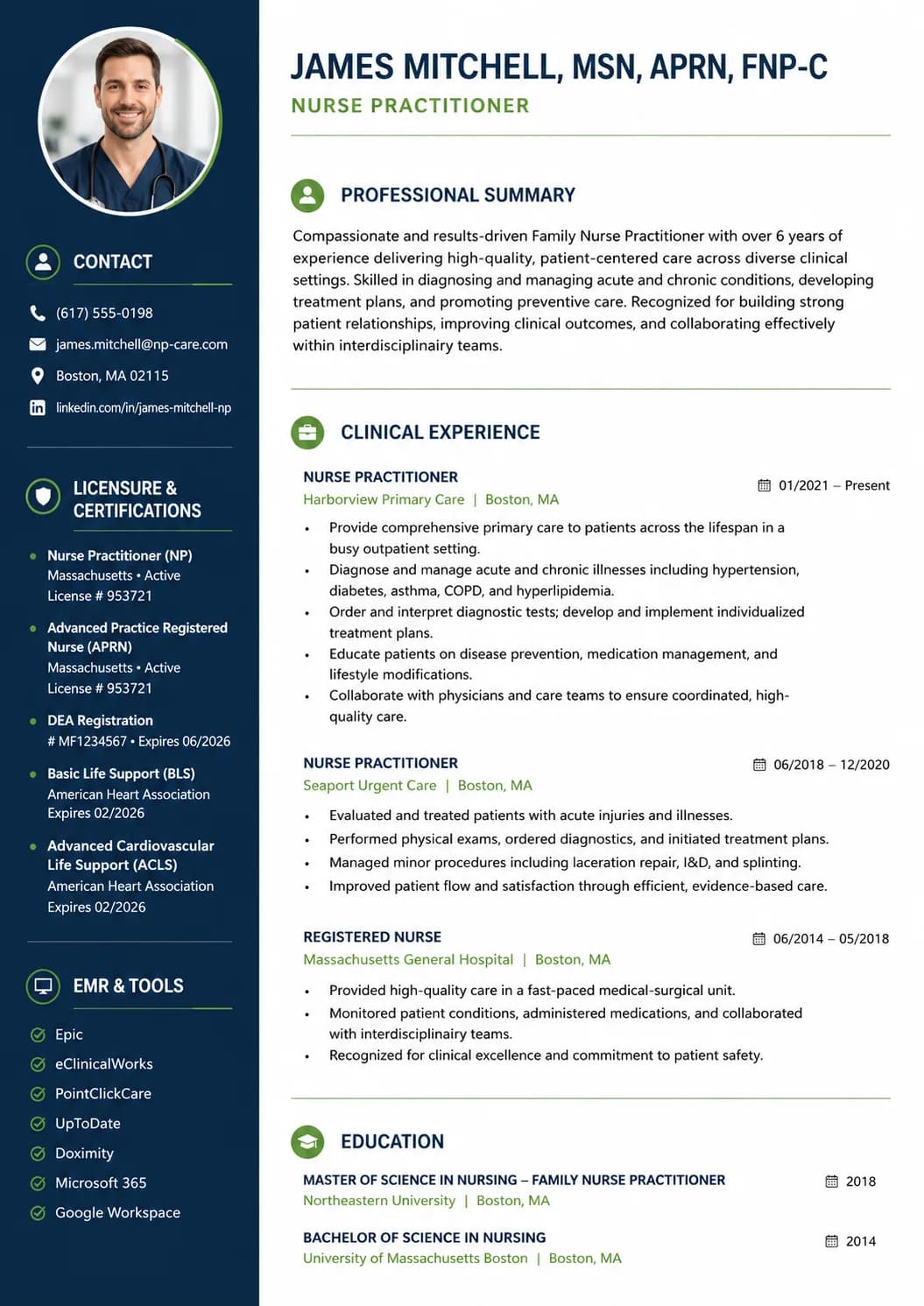 Nurse Practitioner resume example image