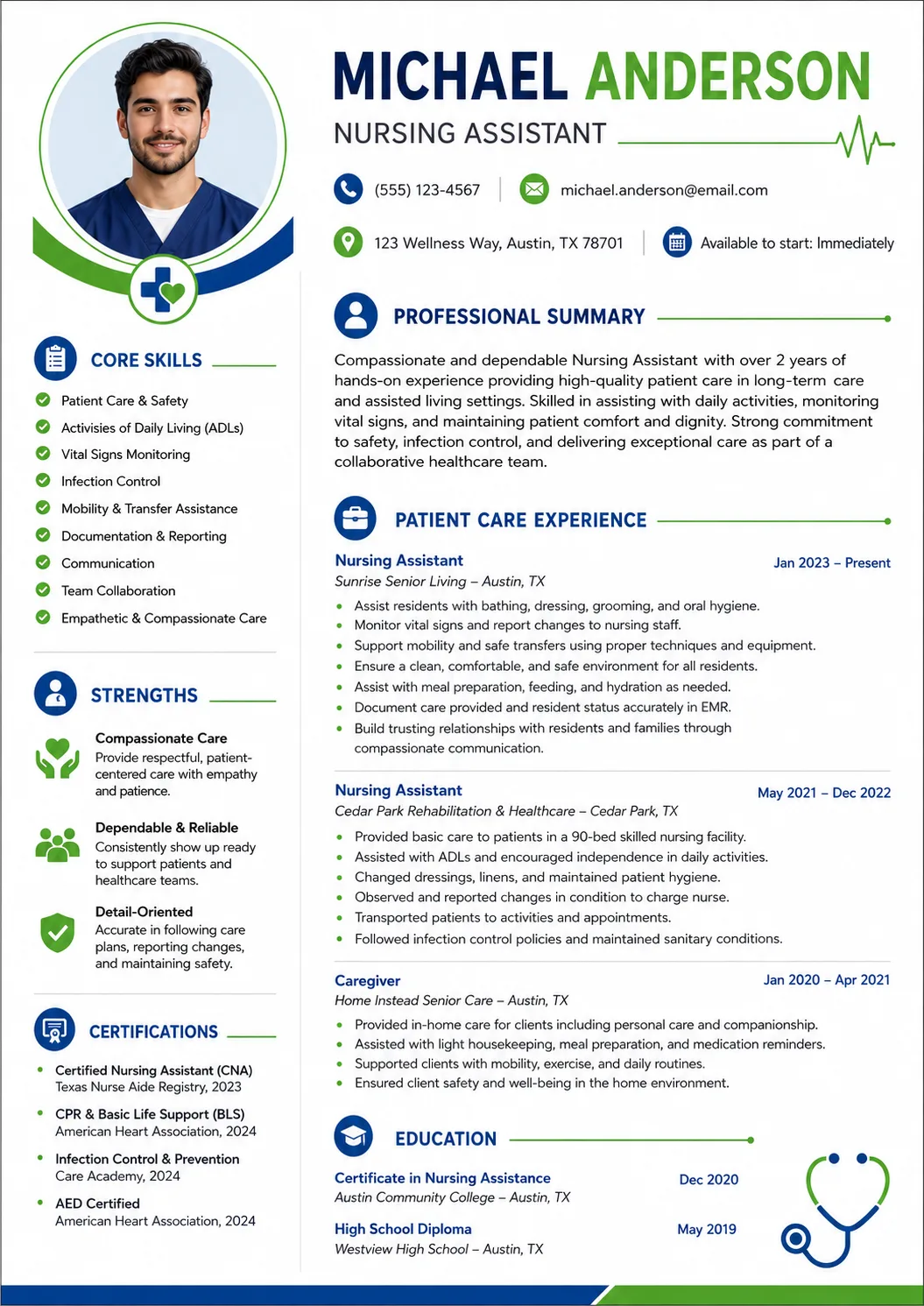 Nursing Assistant resume example image