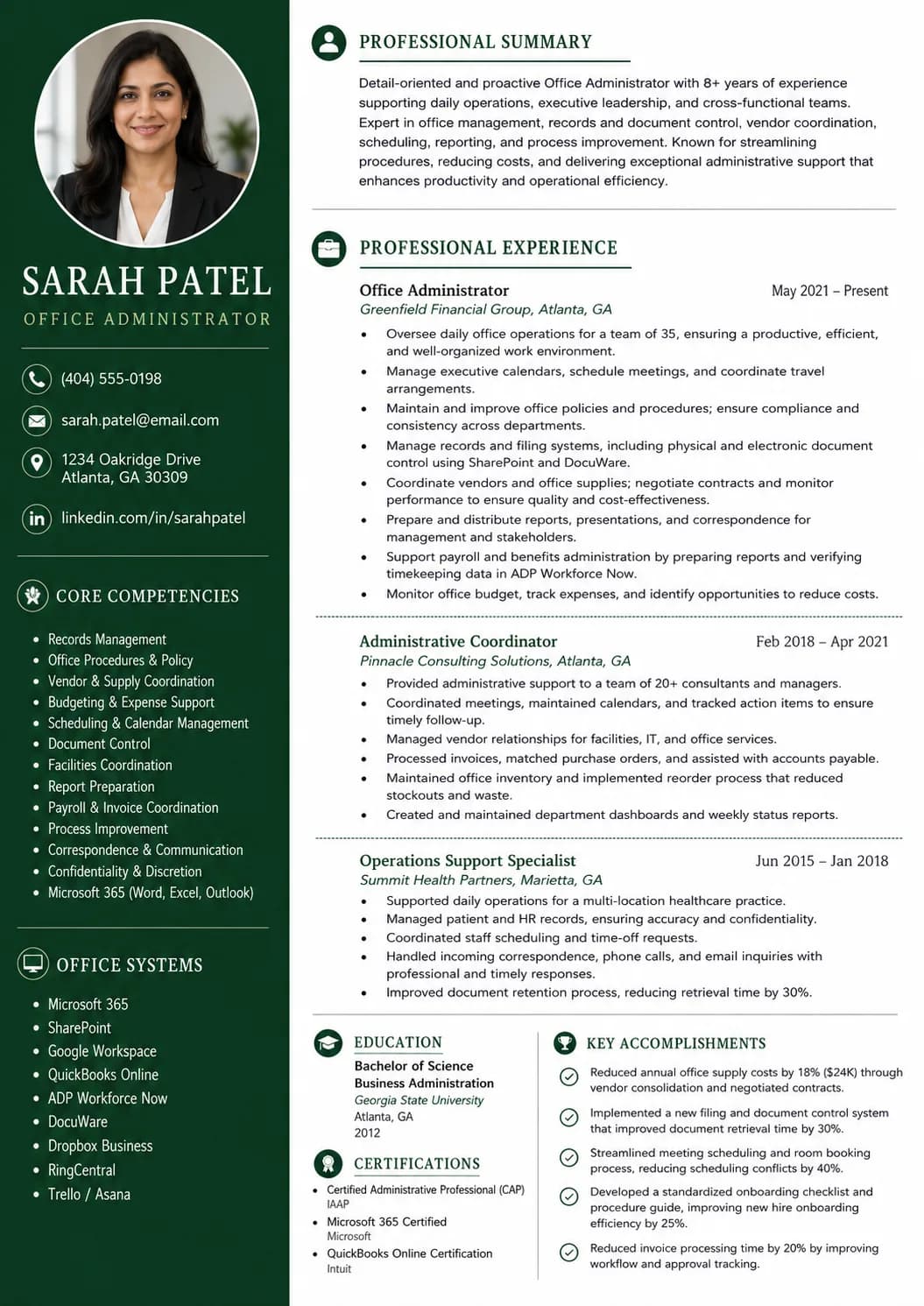 Office Administrator resume example image