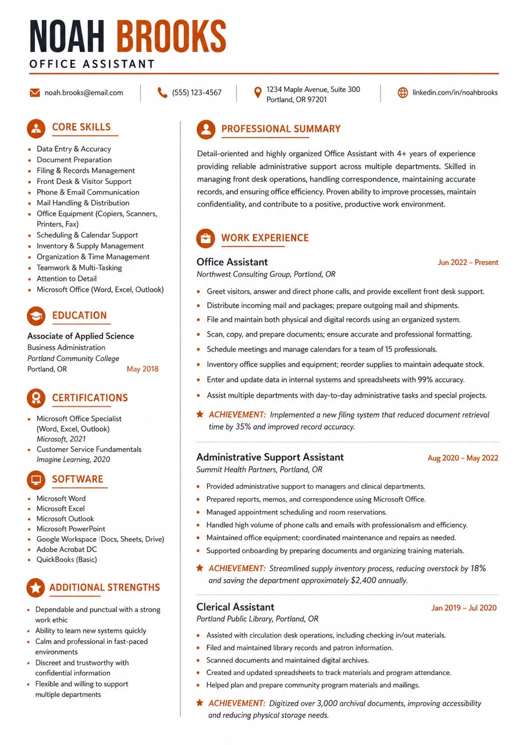 Office Assistant resume example image