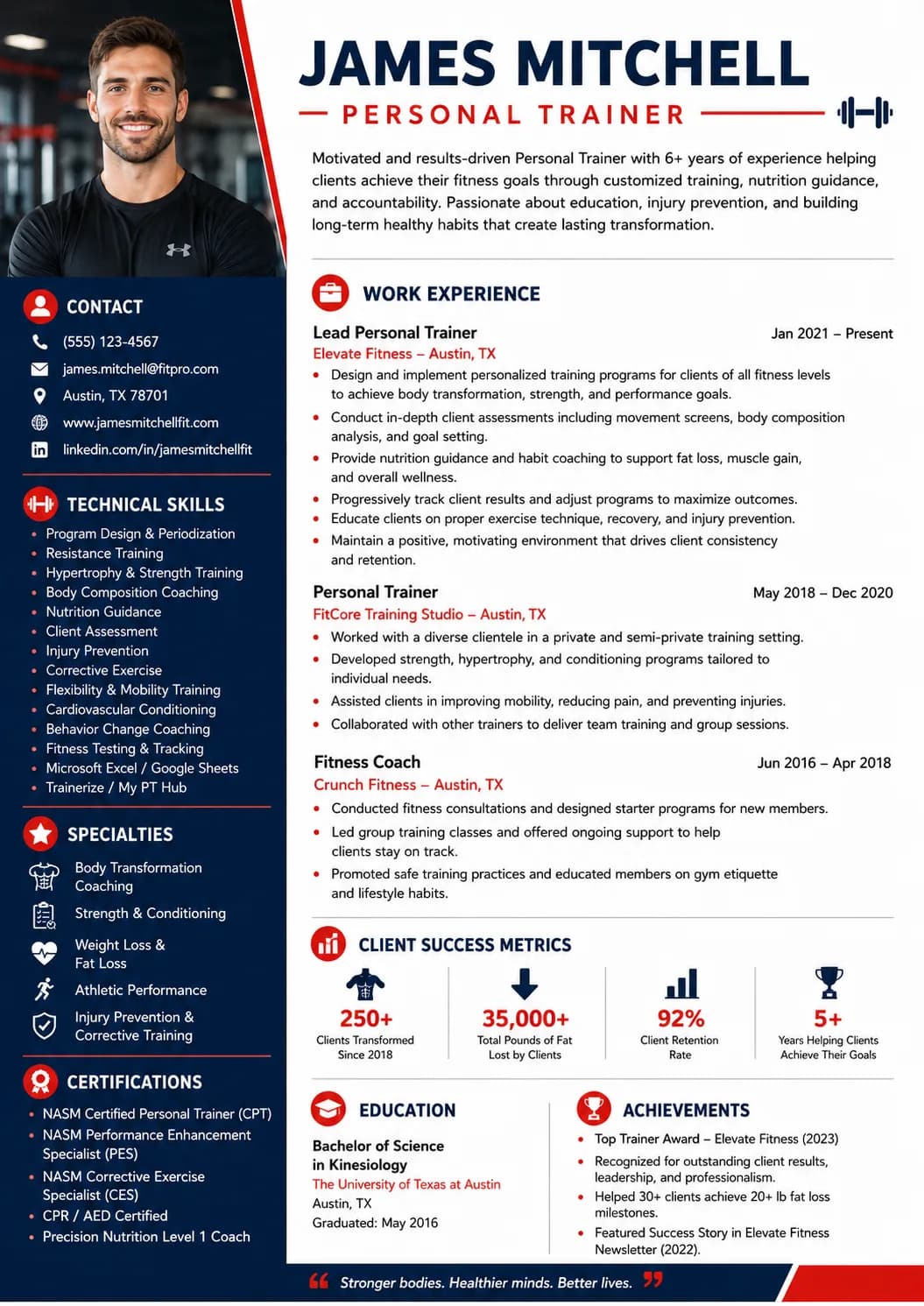 Personal Trainer resume example image