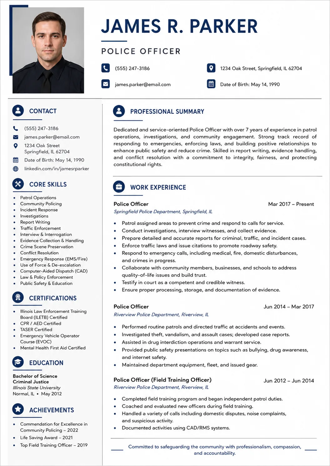 Police Officer resume example image