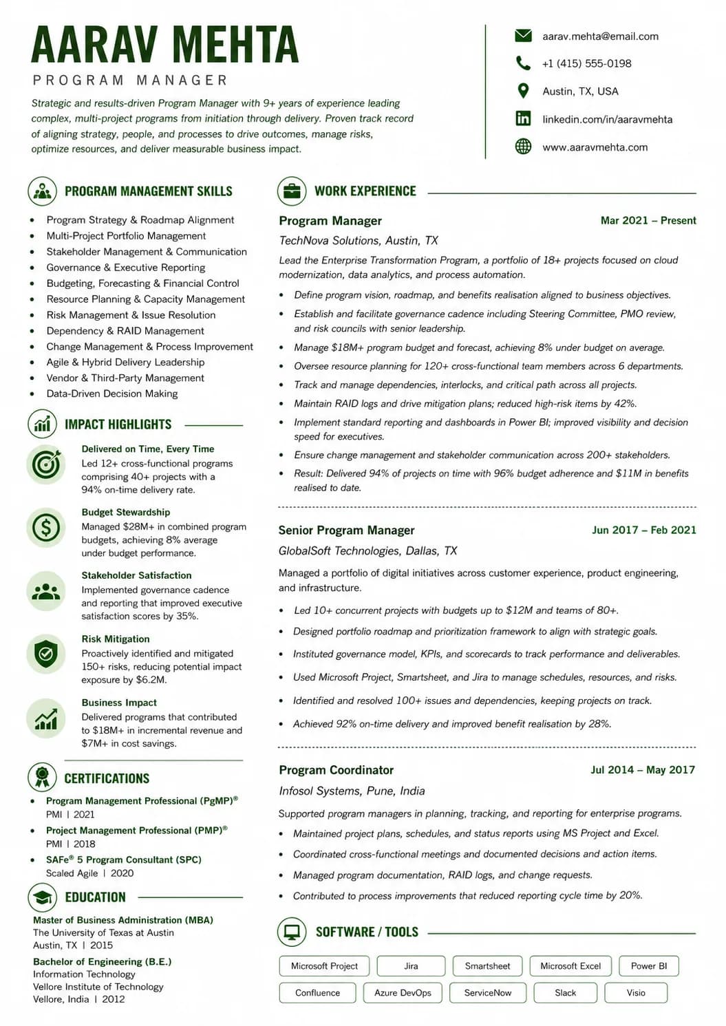Program Manager resume example image