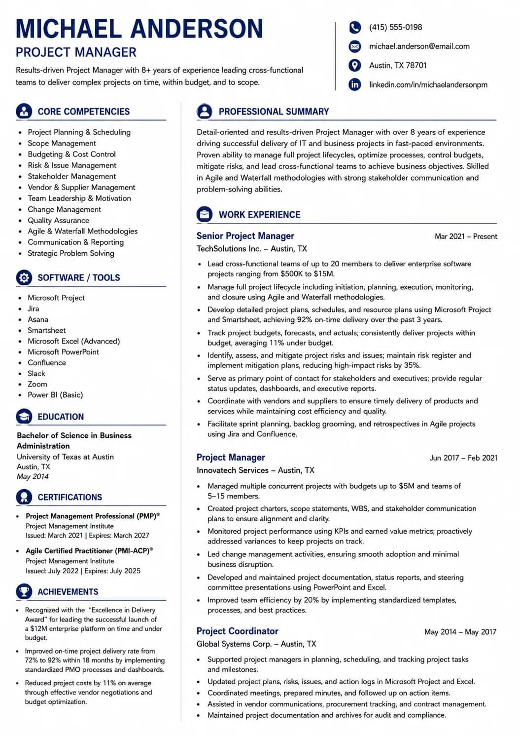 Project Manager resume example image