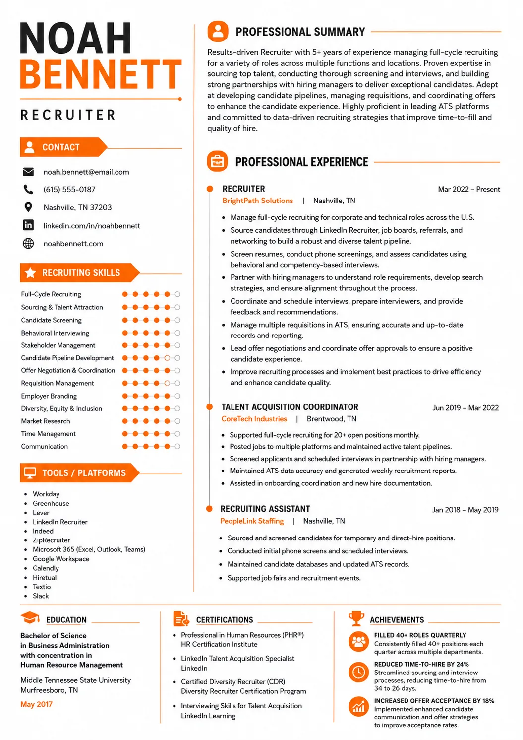 Recruiter resume example image