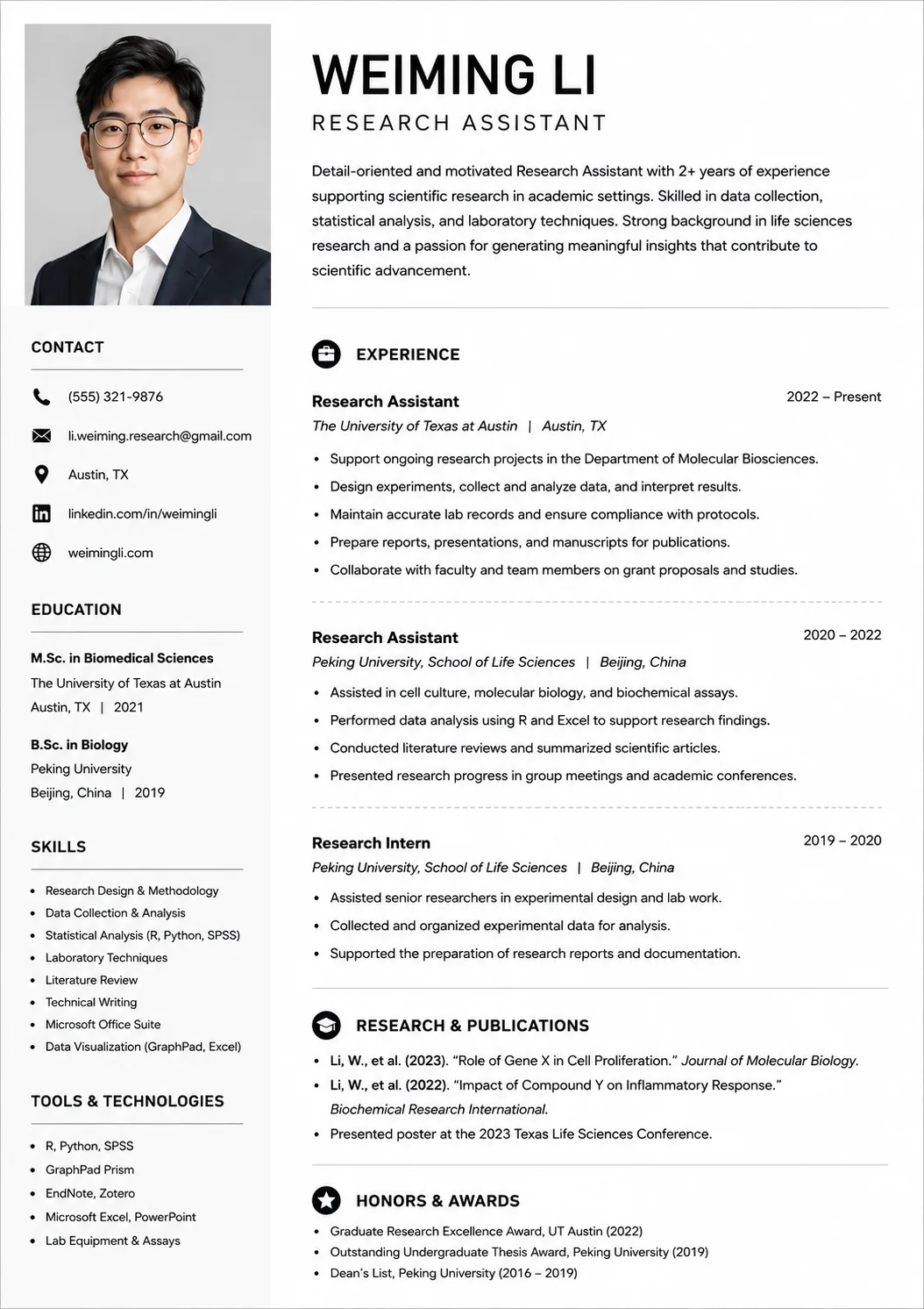 Research Assistant resume example image