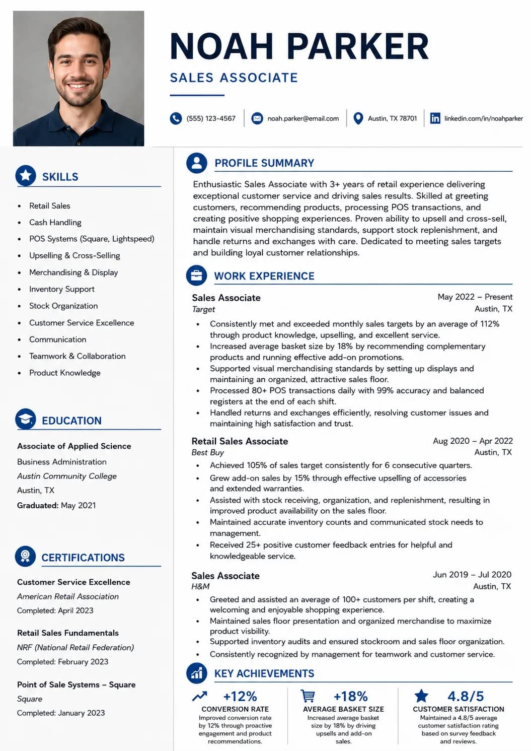 Sales Associate resume example image