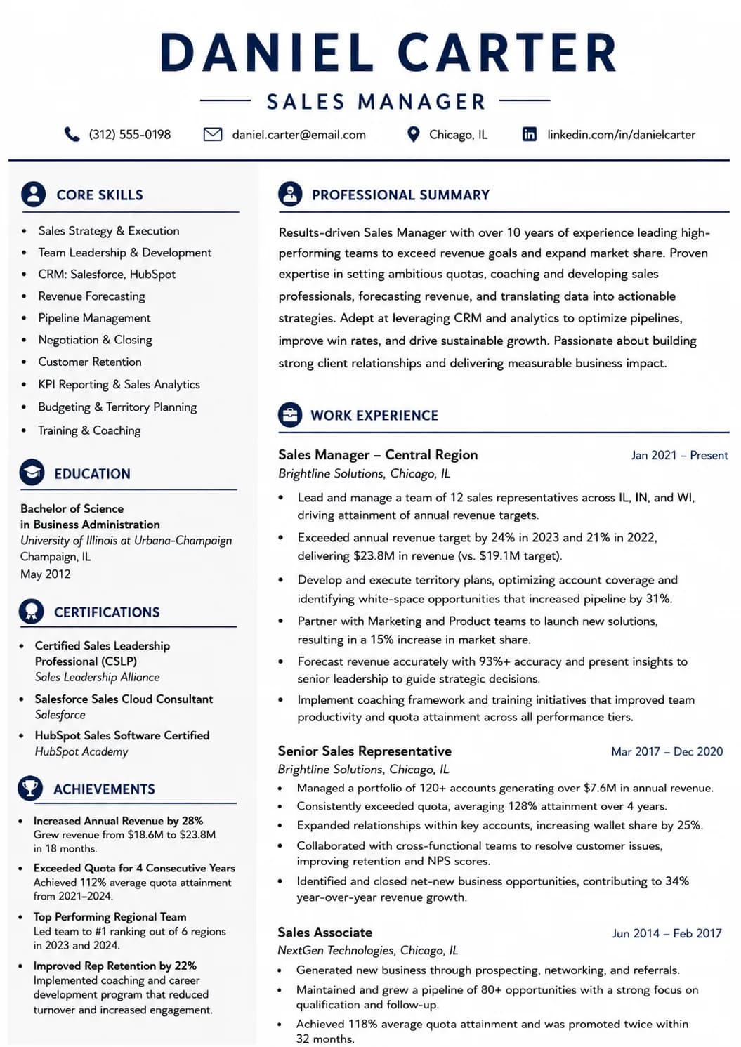 Sales Manager resume example image