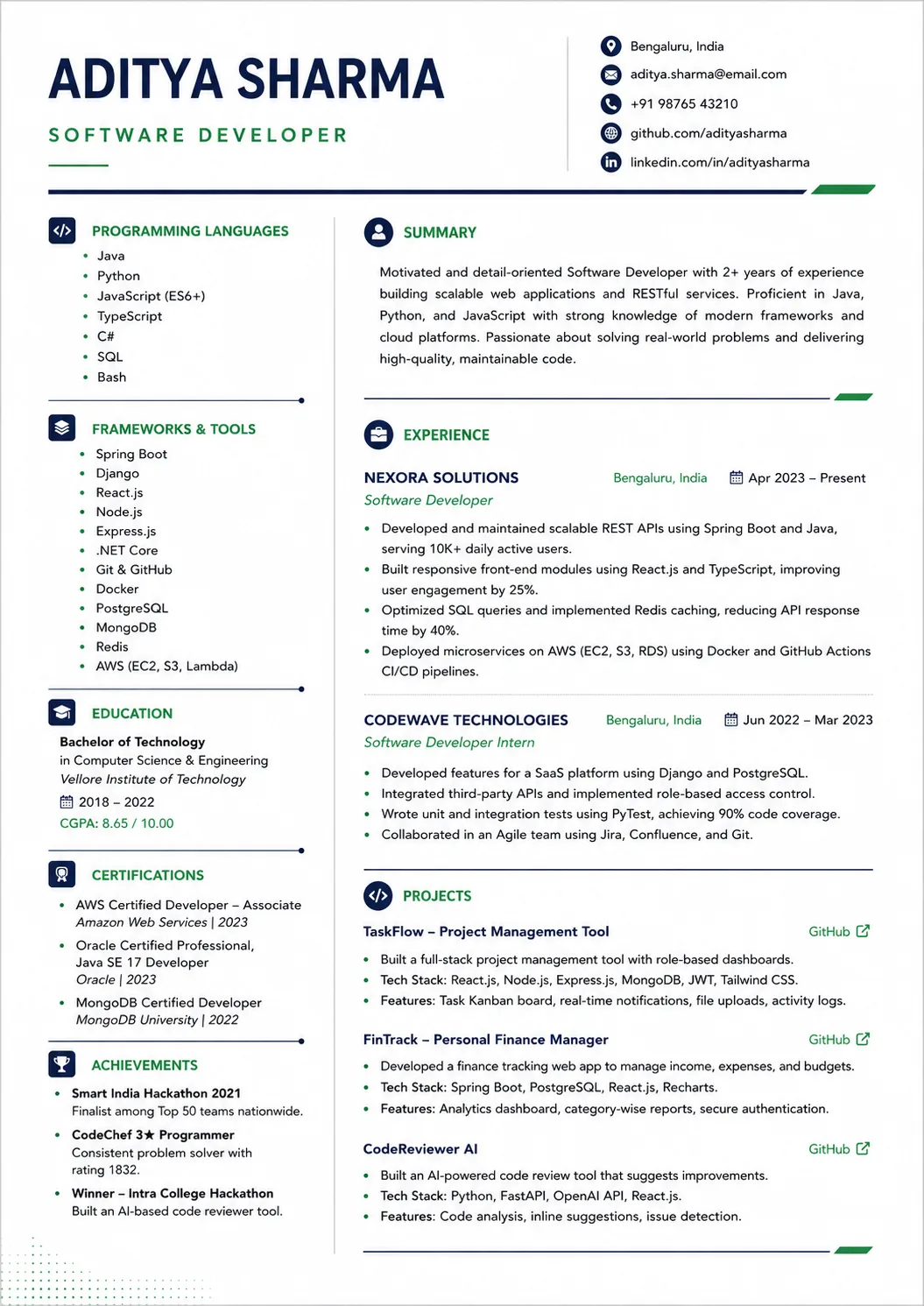 Software Developer resume example image