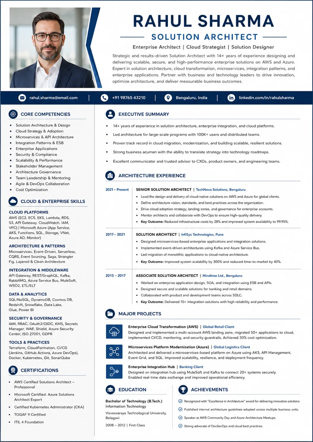 Solution Architect resume example image