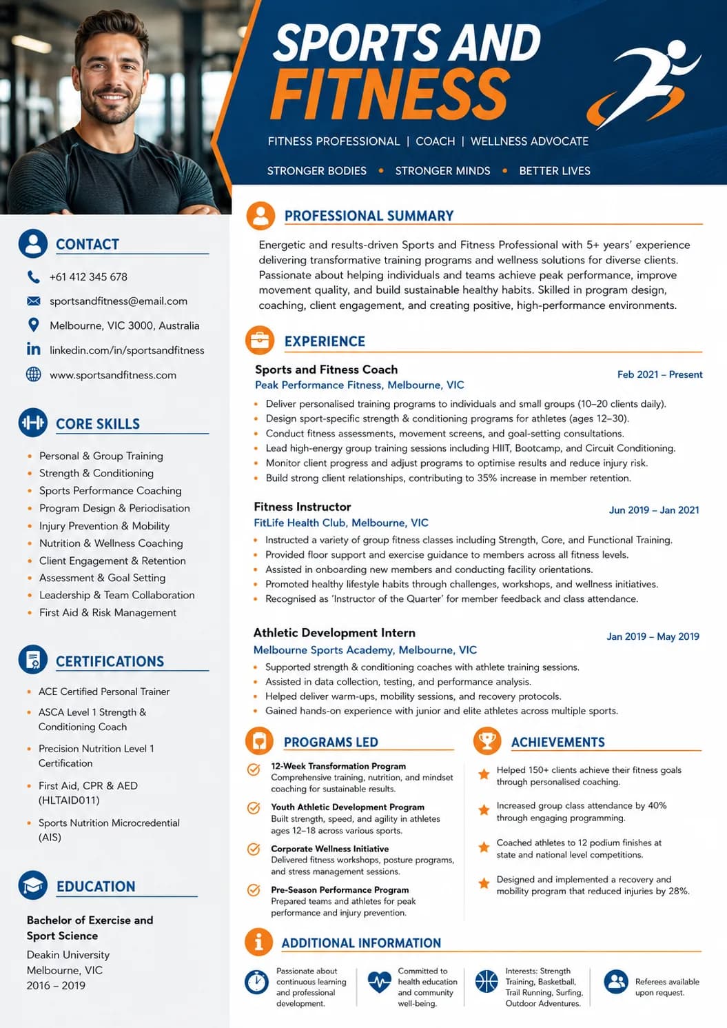 Sports Medicine resume example image