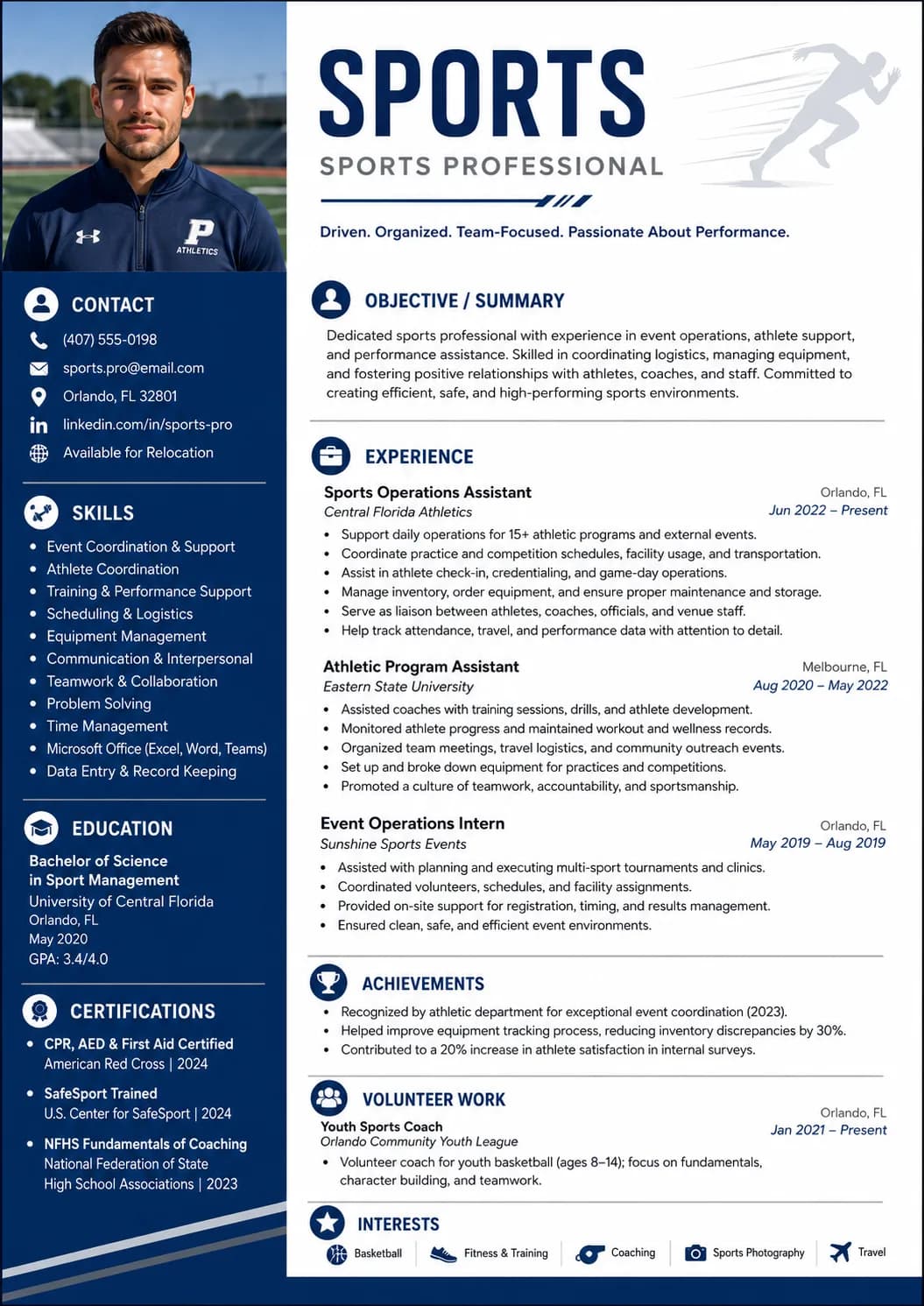 Sports Coach resume example image